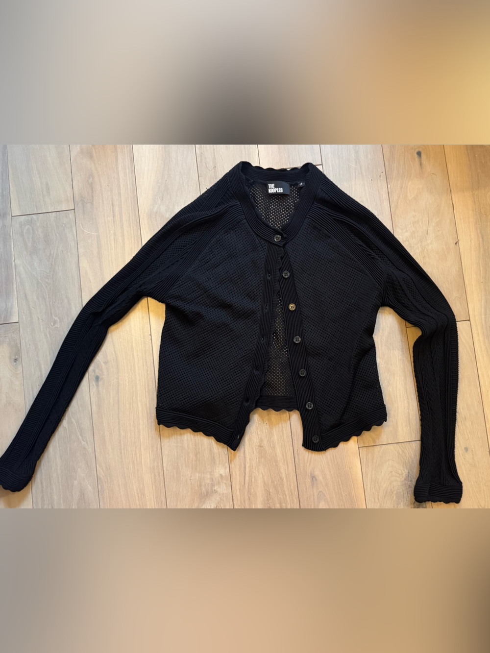 The Kooples Black Mesh Button-Up Cardigan